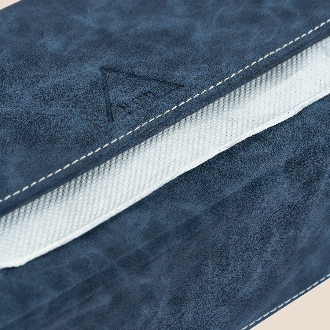 Blue Flap Lock Leather Holder