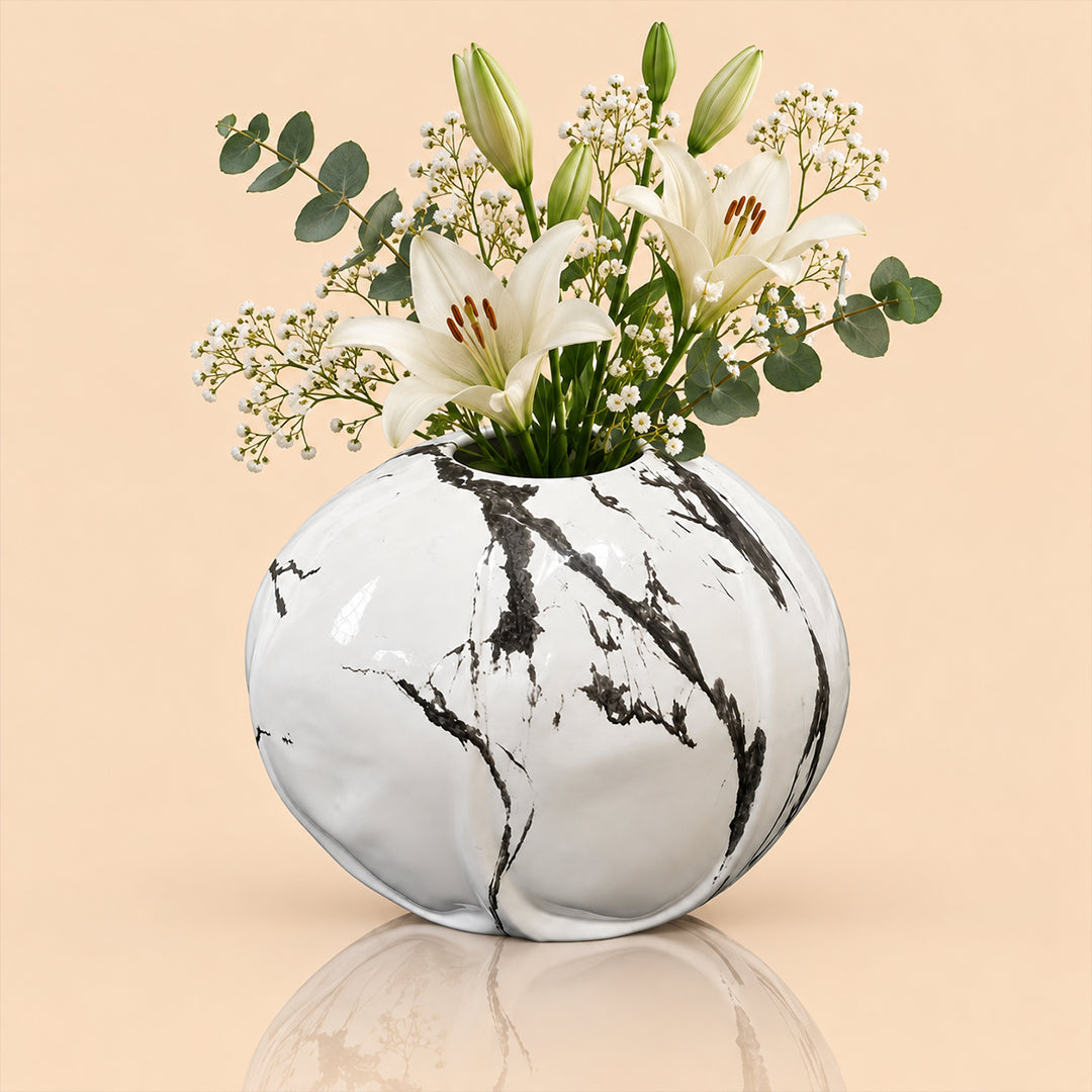 Marble Vein Orb- Vase