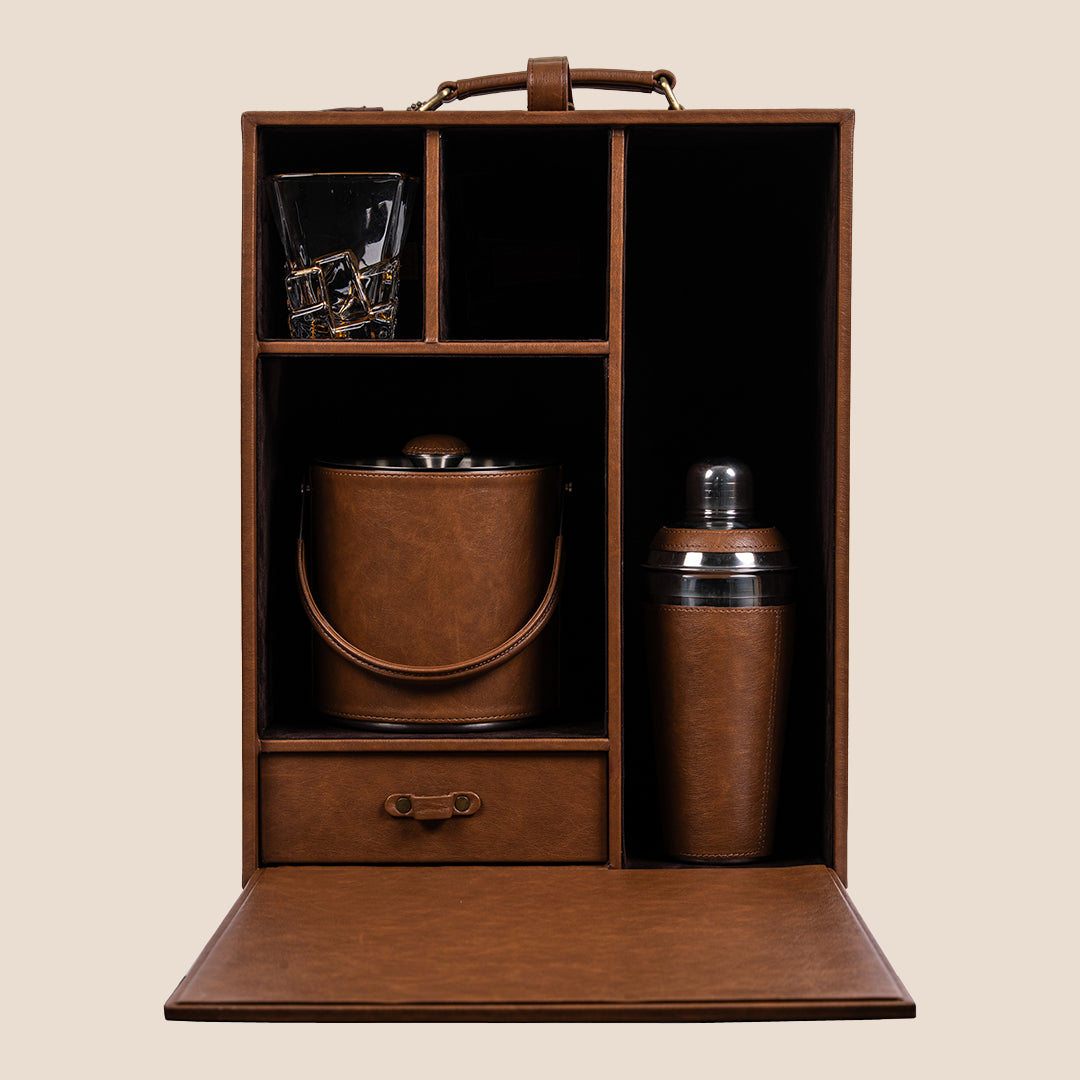 Legacy Liquor Leather Chest- Barware Set - Rakhi Gift Set