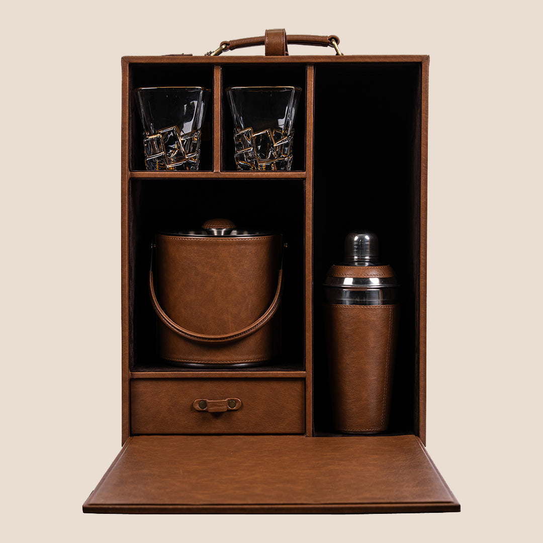 Legacy Liquor Leather Chest- Barware Set - Rakhi Gift Set