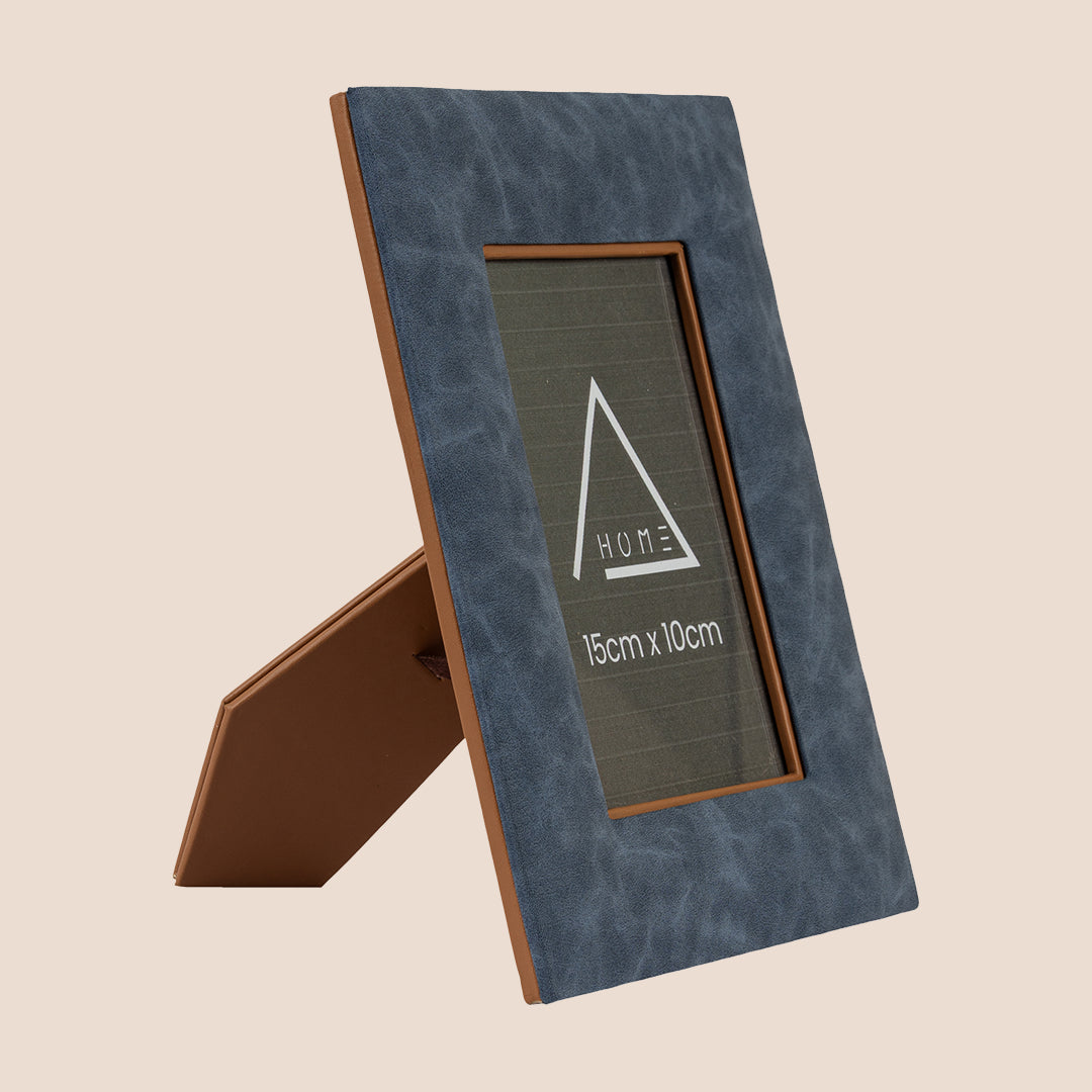 The Azure Canvas: Textured Leather Frame - Rakhi Gift Set