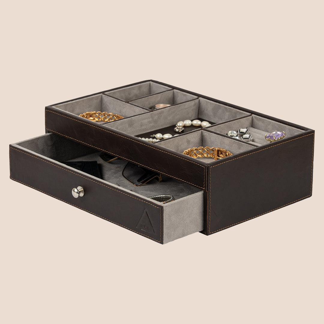The Heritage Valet: Dual-Layer Organizer- Real Leather- Rakhi Gift Set