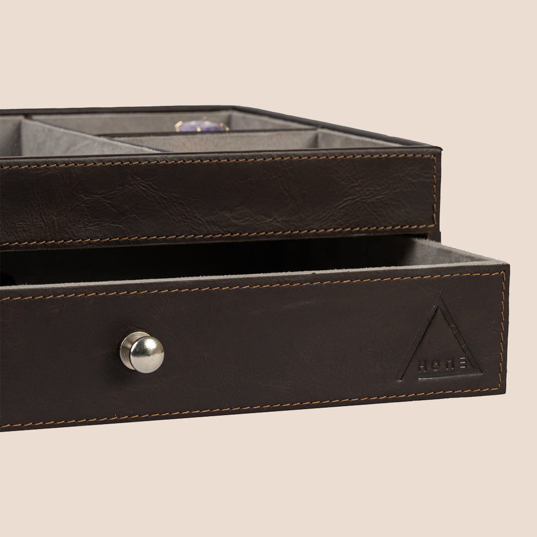 The Heritage Valet: Dual-Layer Organizer- Real Leather- Rakhi Gift Set