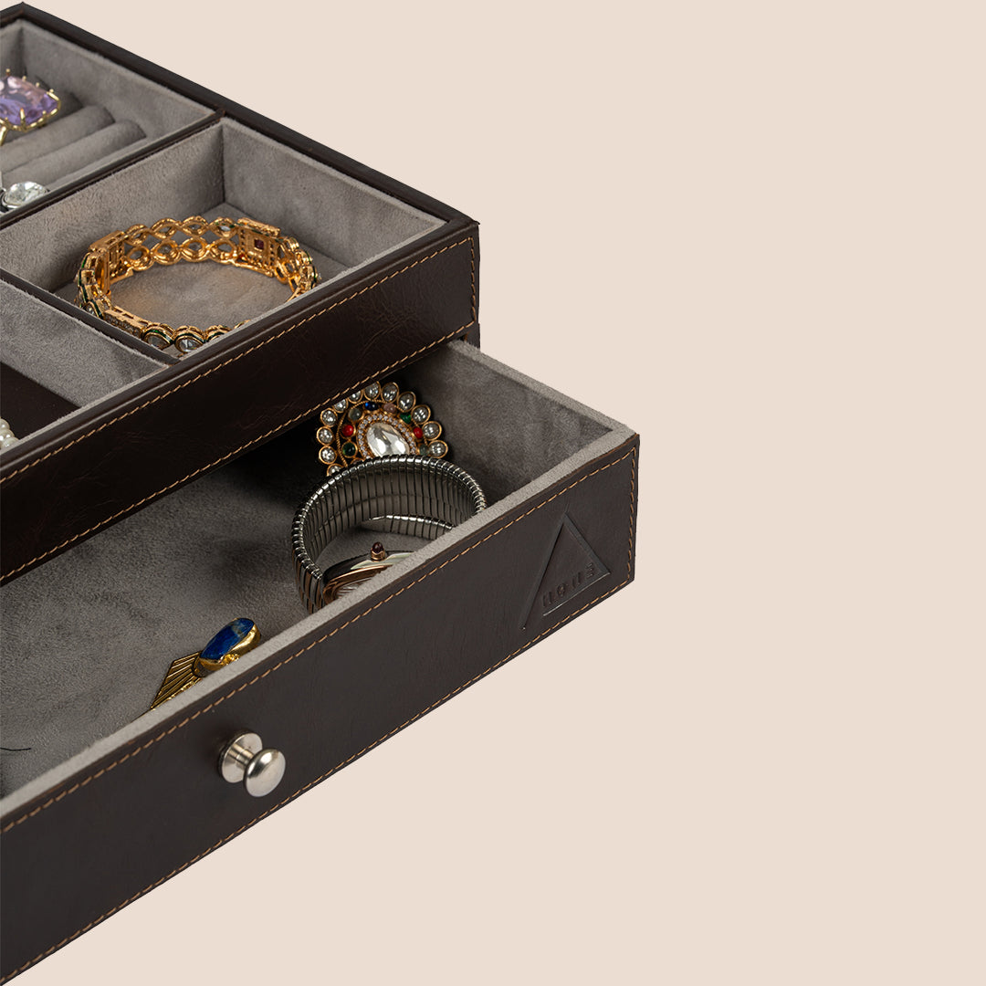 The Heritage Valet: Dual-Layer Organizer- Real Leather- Rakhi Gift Set