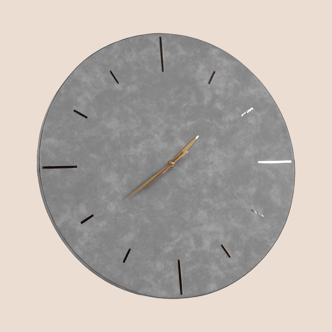 Linea - Minimal Grey Leather Wall Clock