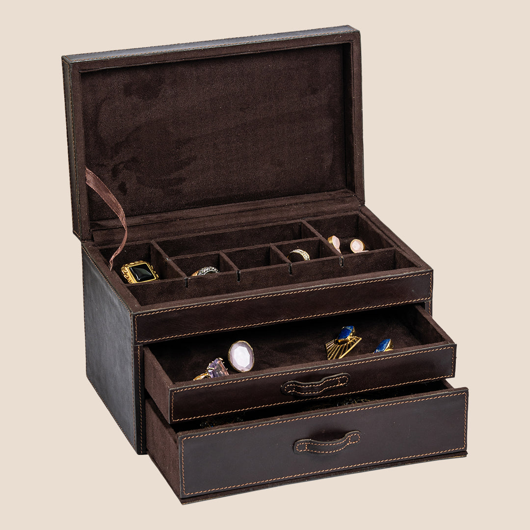 Royal Relic 3 layer Leather Organizer- Real Leather- Rakhi Gift Set