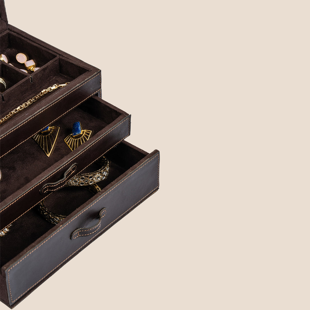 Royal Relic 3 layer Leather Organizer- Real Leather- Rakhi Gift Set