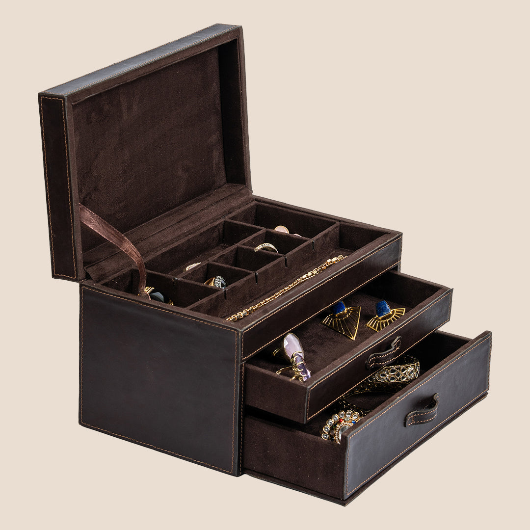 Royal Relic 3 layer Leather Organizer- Real Leather- Rakhi Gift Set