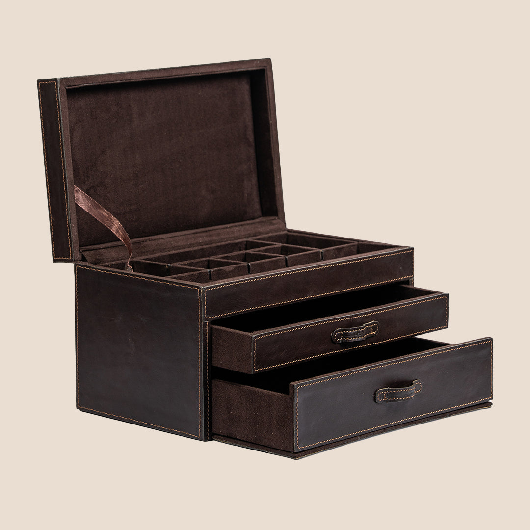 Royal Relic 3 layer Leather Organizer- Real Leather- Rakhi Gift Set