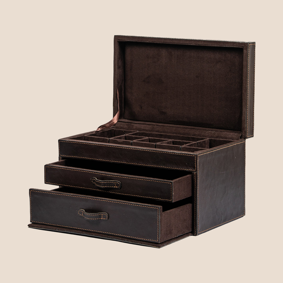 Royal Relic 3 layer Leather Organizer- Real Leather- Rakhi Gift Set