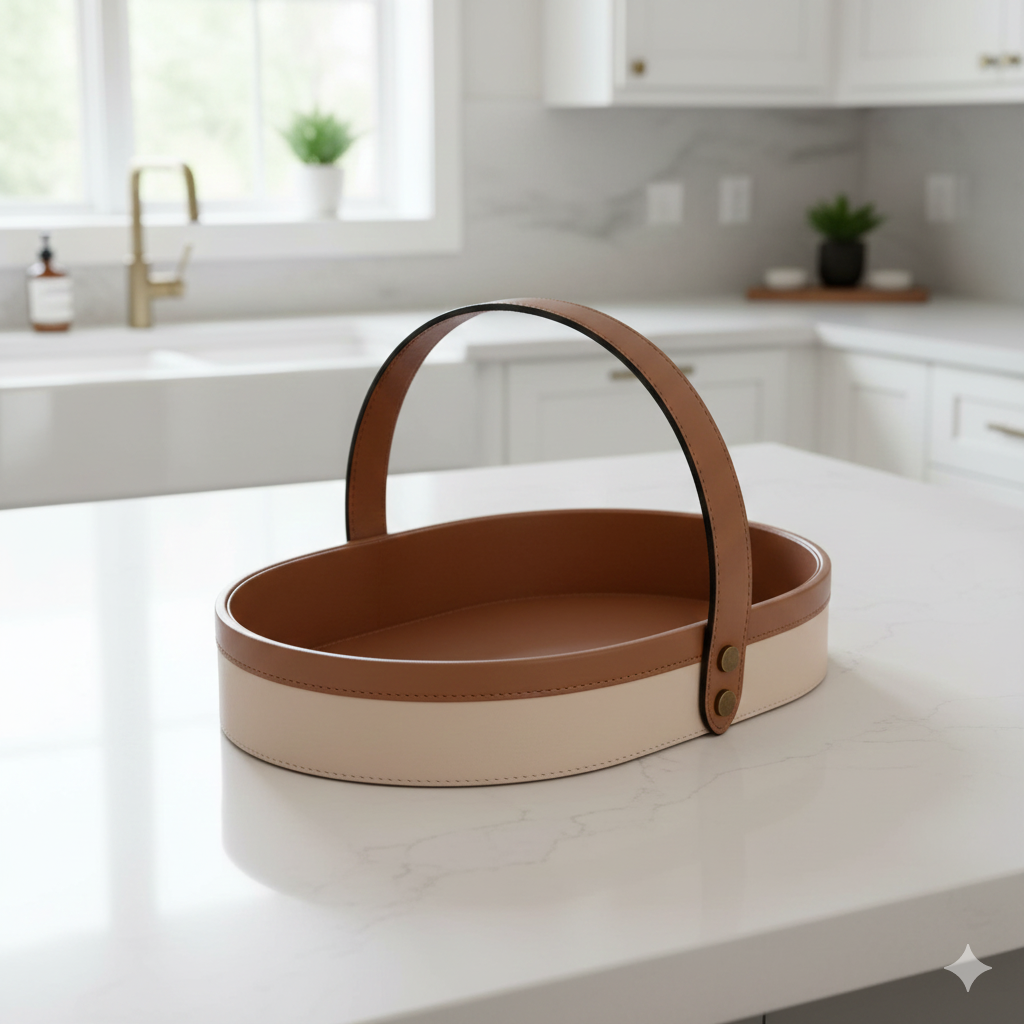 Oval Ease Leather Tray
