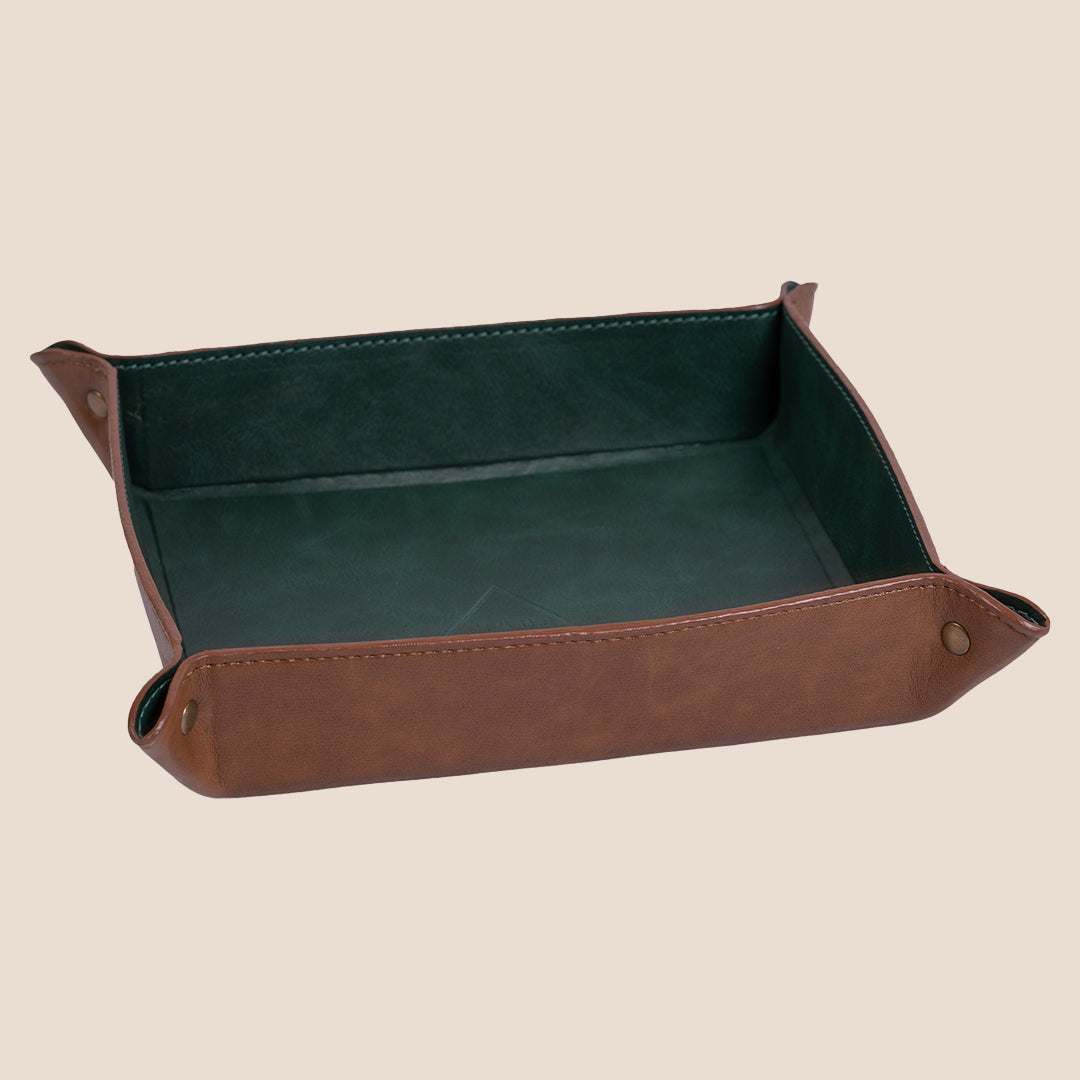 Dual Classic Square Leather Organiser - Tray