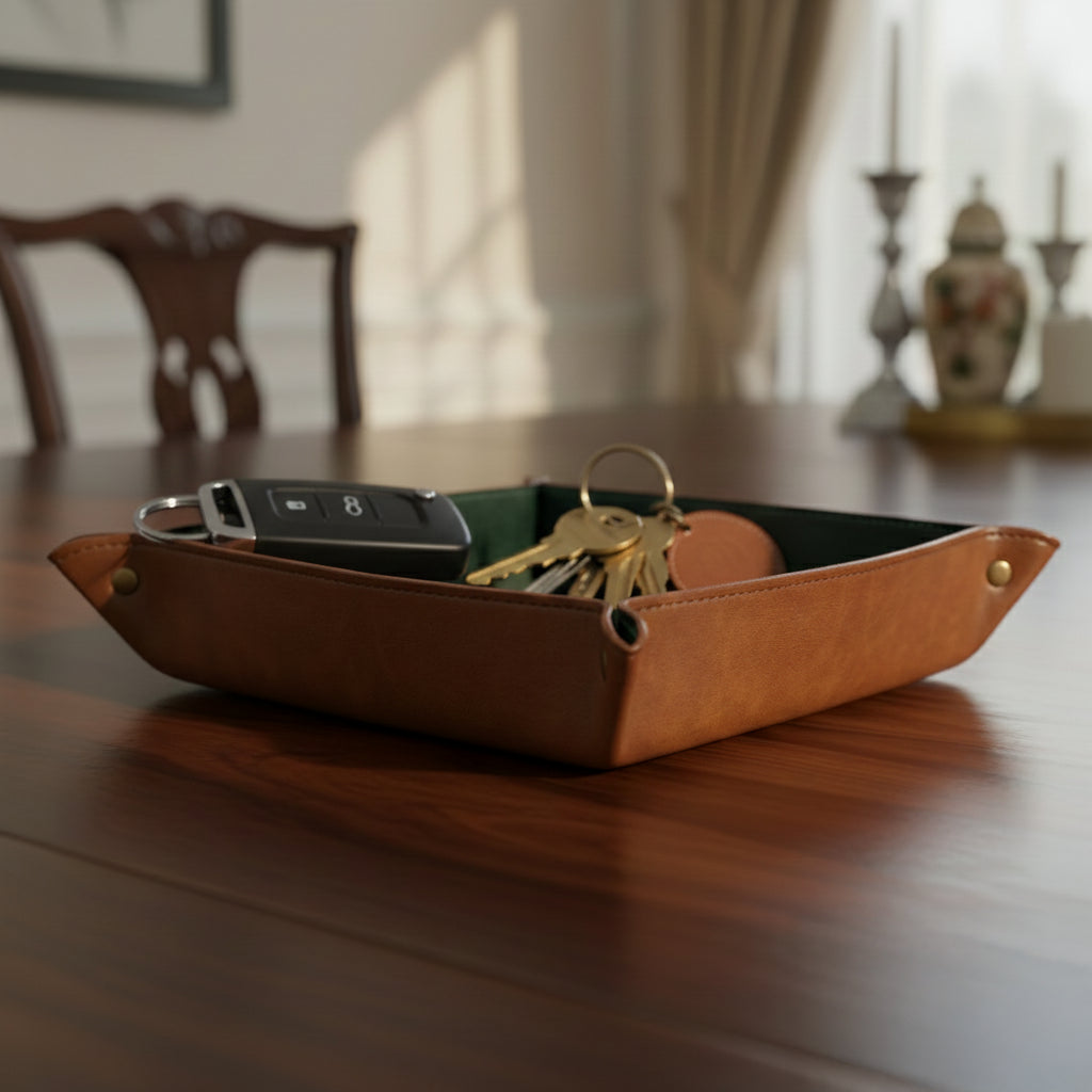 Dual Classic Square Leather Organiser - Tray
