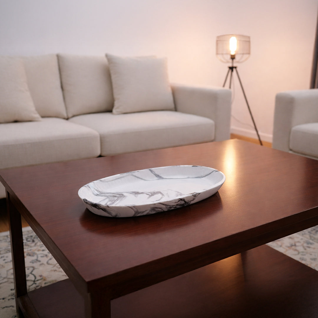 Aureon Oval & Marquina Edge Platter- Décor Tray Set