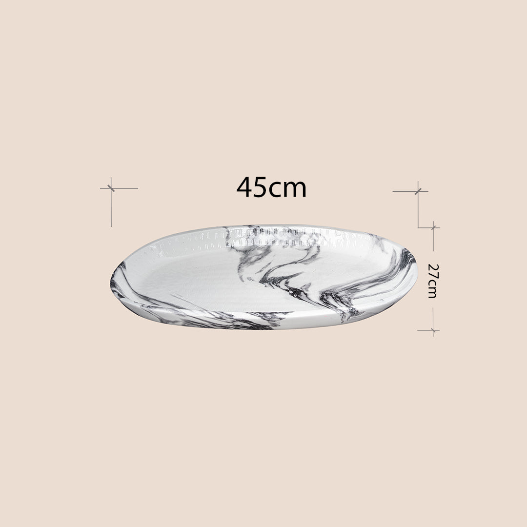 Aureon Oval & Marquina Edge Platter- Décor Tray Set