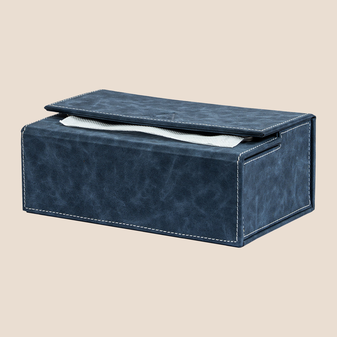 Blue Flap Lock Leather Holder