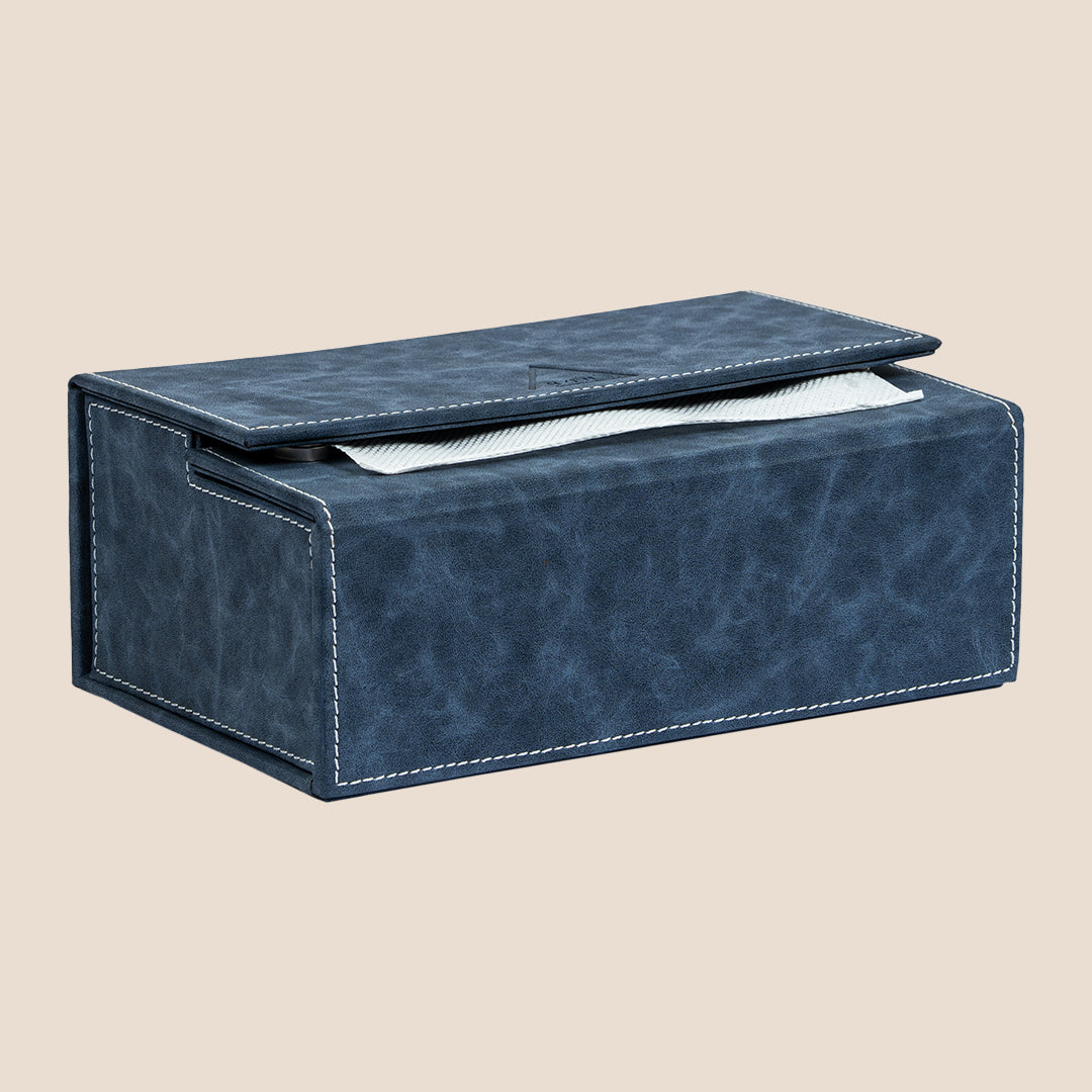 Blue Flap Lock Leather Holder