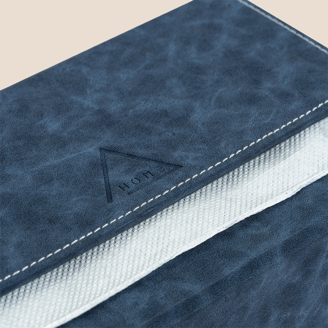 Blue Flap Lock Leather Holder