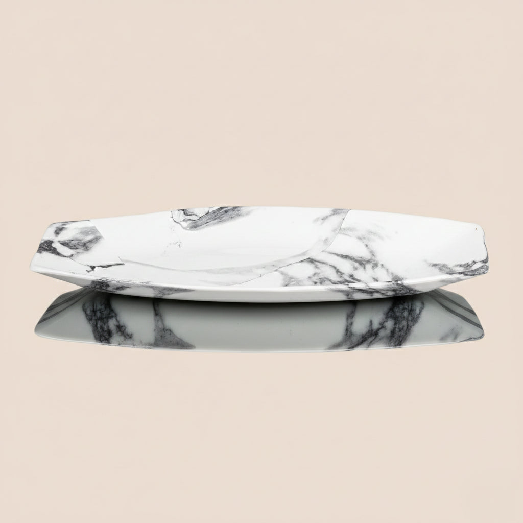 Aureon Oval & Marquina Edge Platter- Décor Tray Set