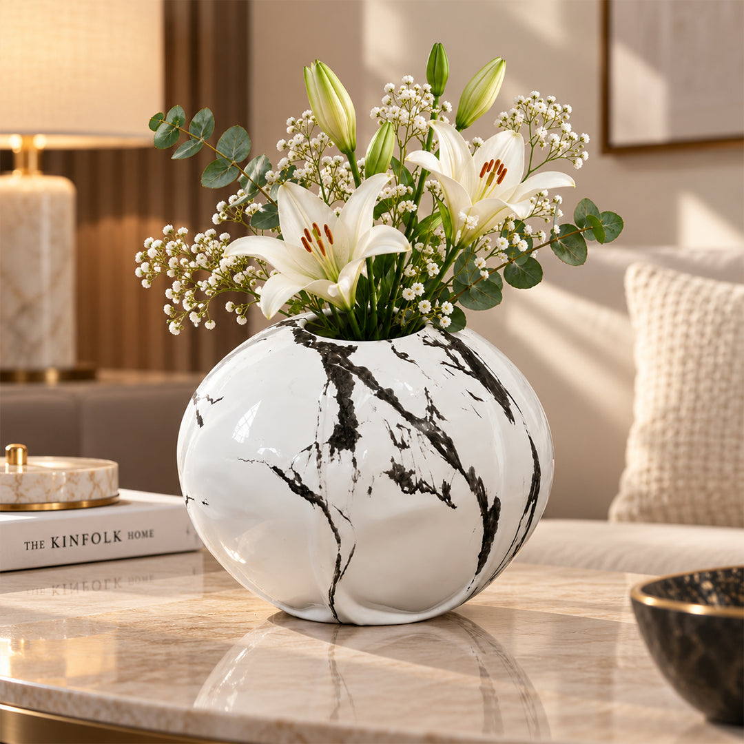 Marble Vein Orb- Vase
