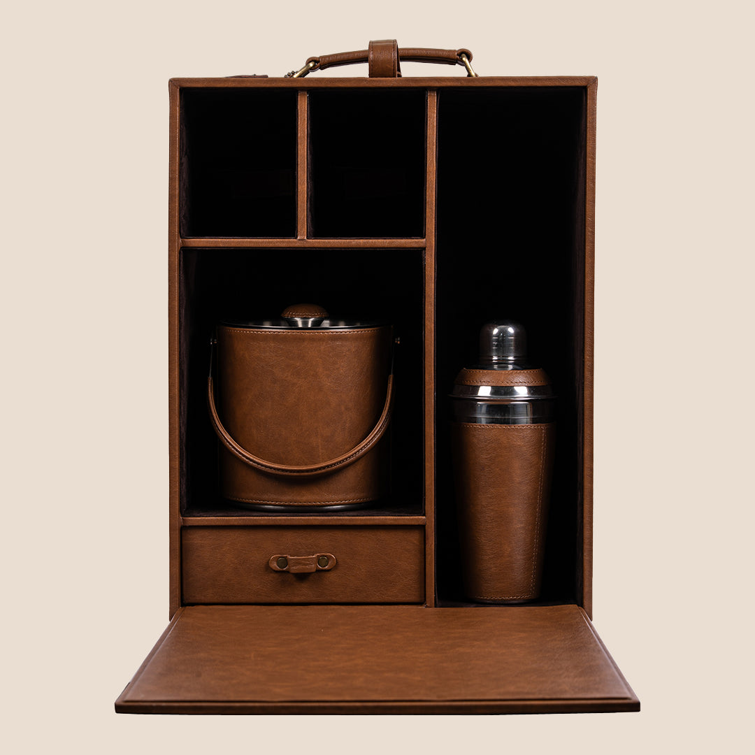 Legacy Liquor Leather Chest- Barware Set - Rakhi Gift Set