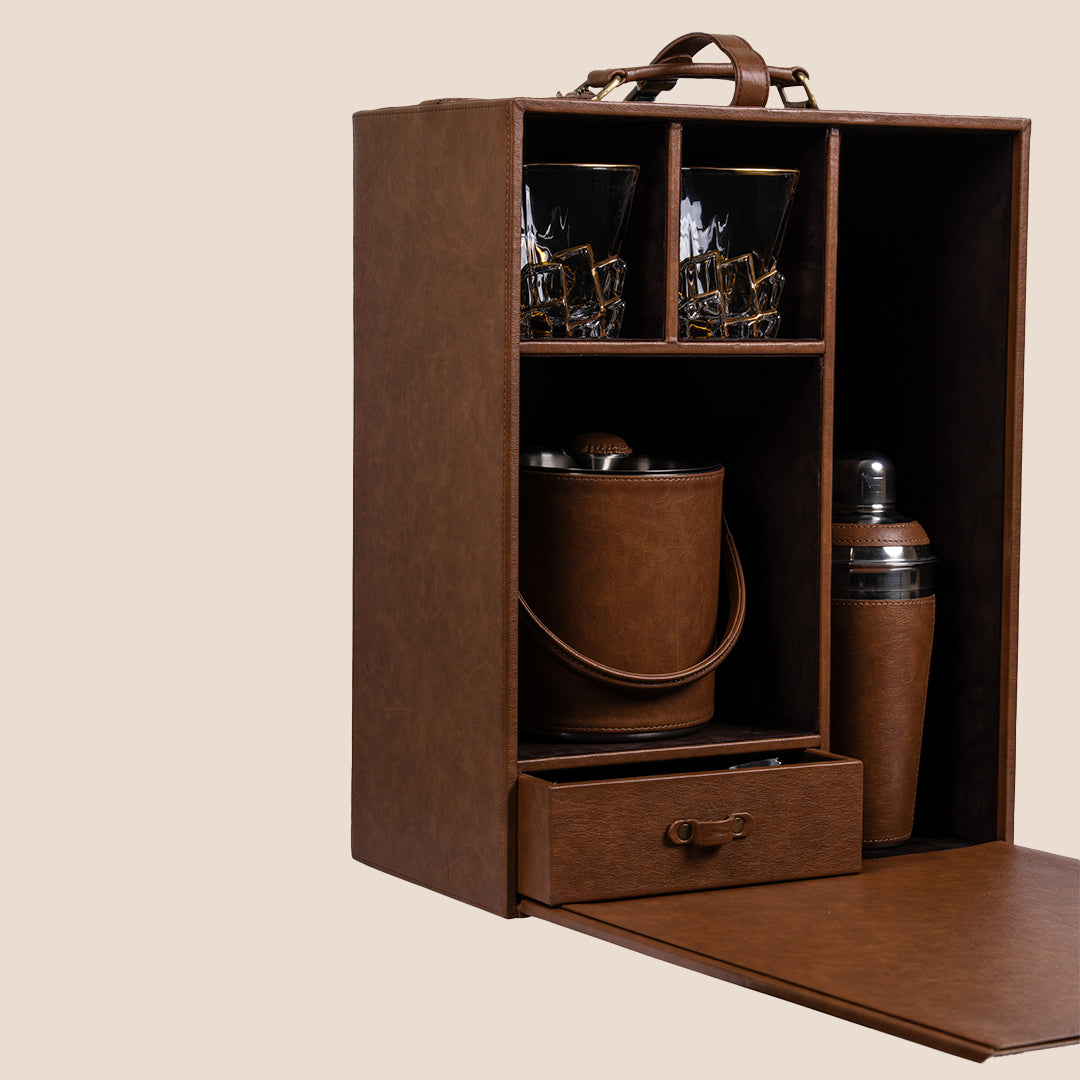 Legacy Liquor Leather Chest- Barware Set - Rakhi Gift Set