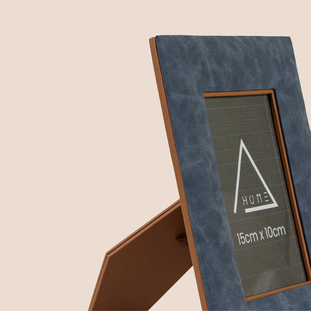 The Azure Canvas: Textured Leather Frame