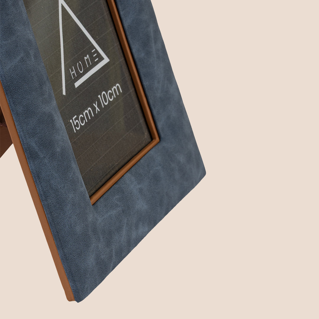 The Azure Canvas: Textured Leather Frame - Rakhi Gift Set