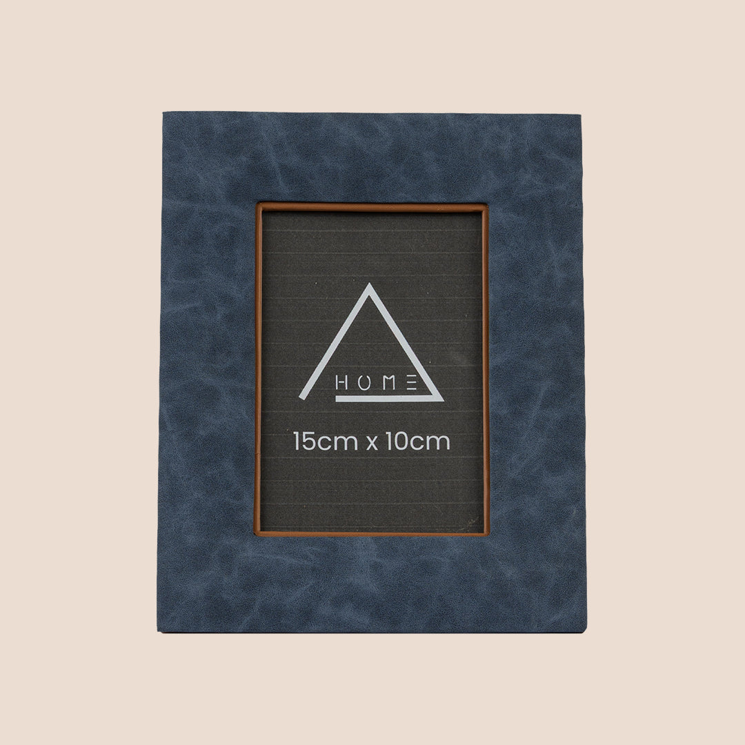 The Azure Canvas: Textured Leather Frame - Rakhi Gift Set