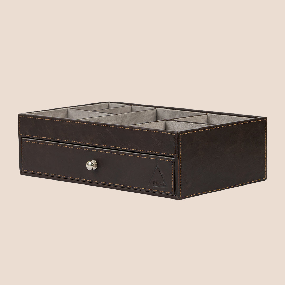 The Heritage Valet: Dual-Layer Organizer- Real Leather