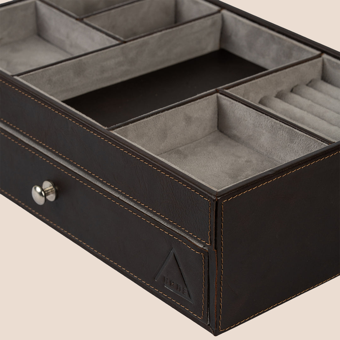 The Heritage Valet: Dual-Layer Organizer- Real Leather- Rakhi Gift Set