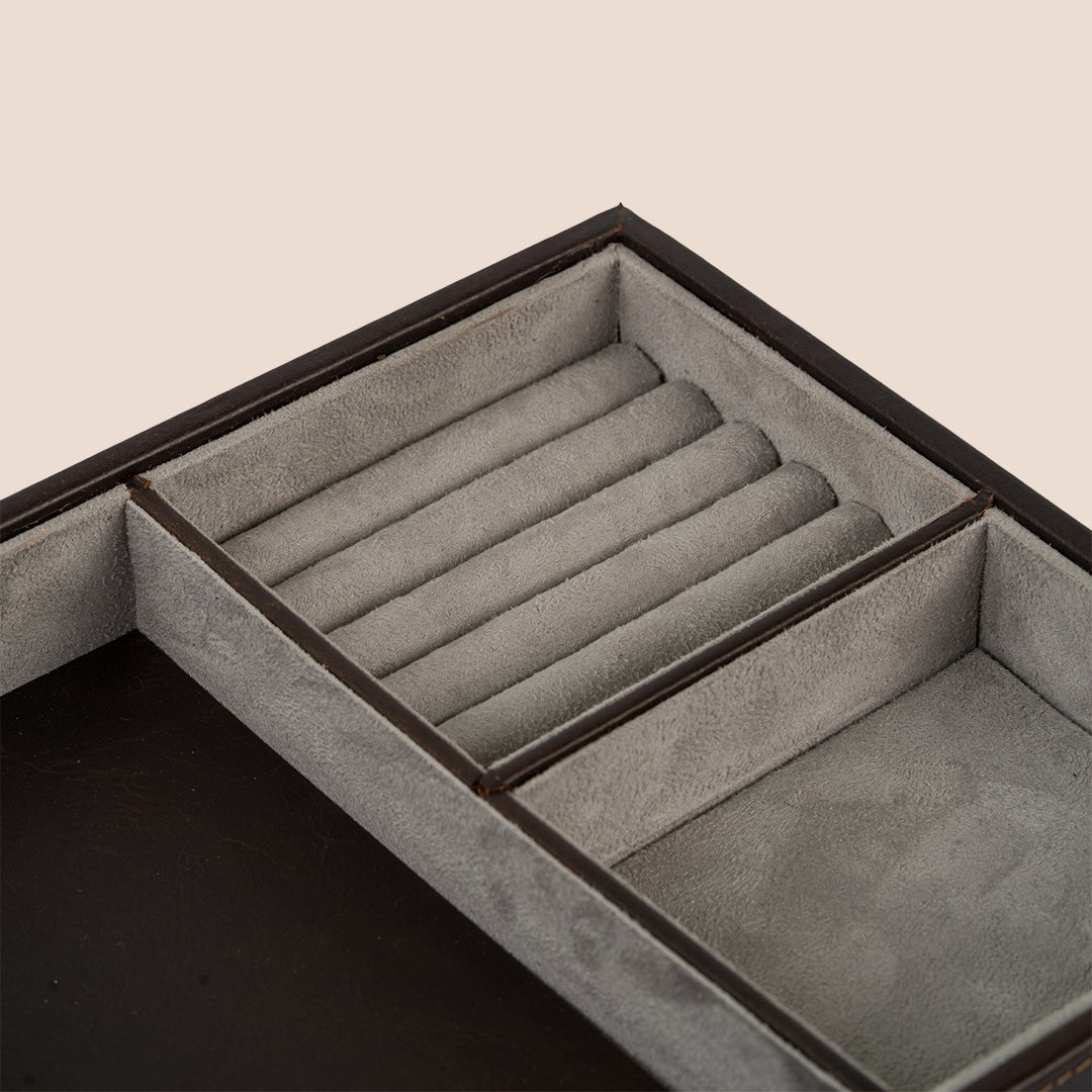 The Heritage Valet: Dual-Layer Organizer- Real Leather