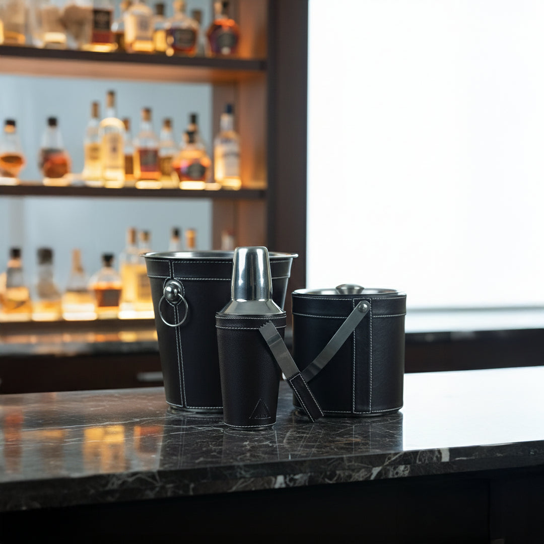 The Midnight Collection: Leather- Barware Set