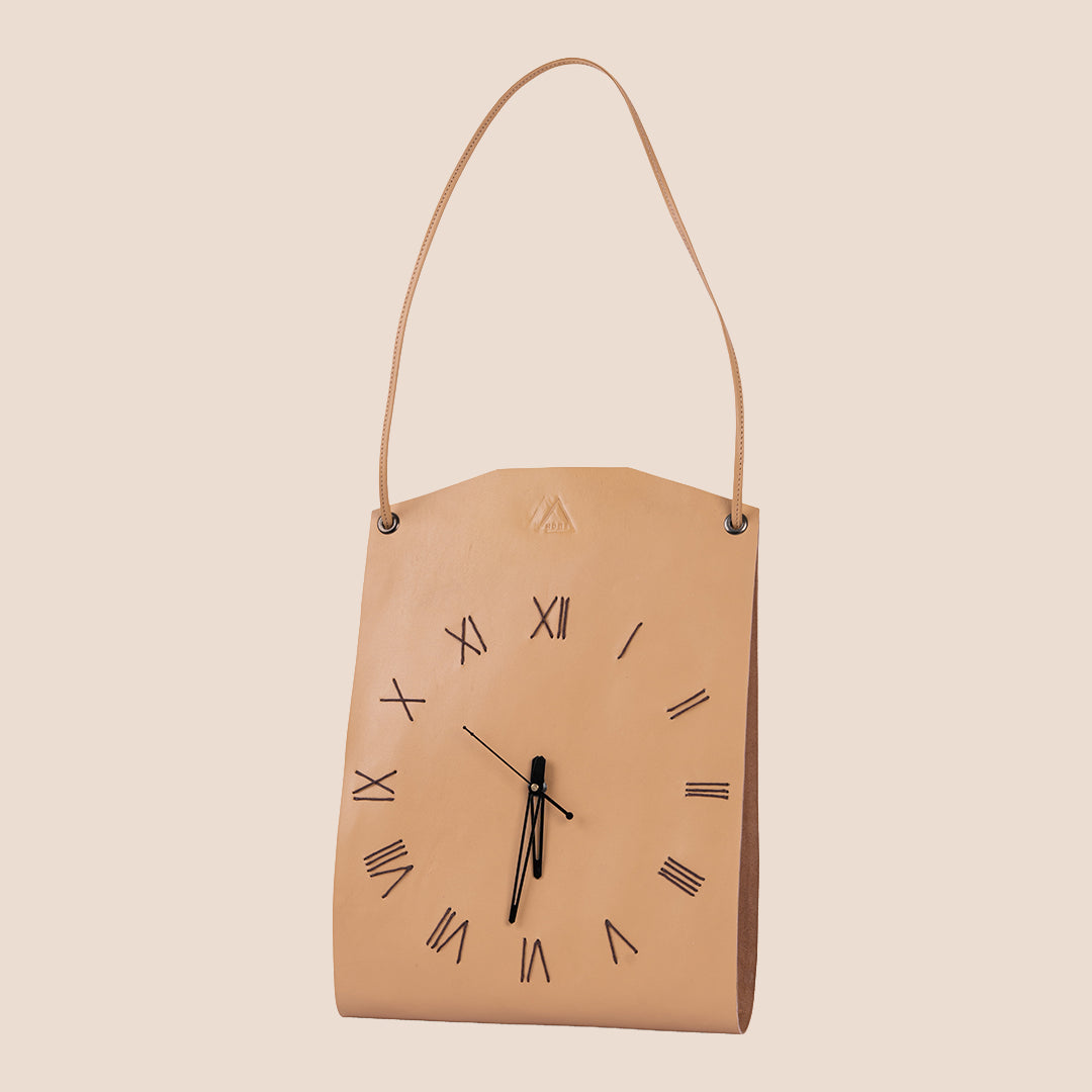 Tether Wall Clock- Real Leather