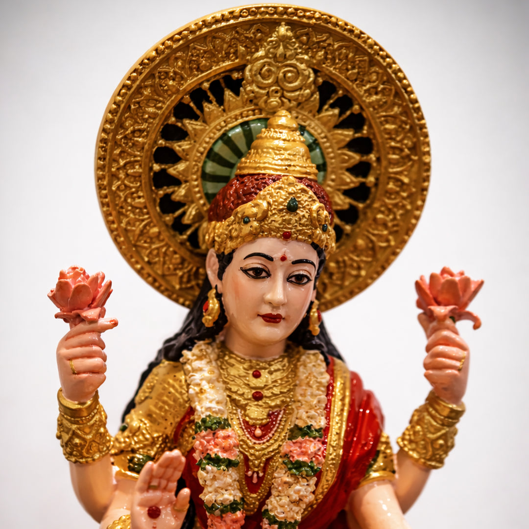 Goddess Lakshmi Ji - God Idol (Hand Painted)