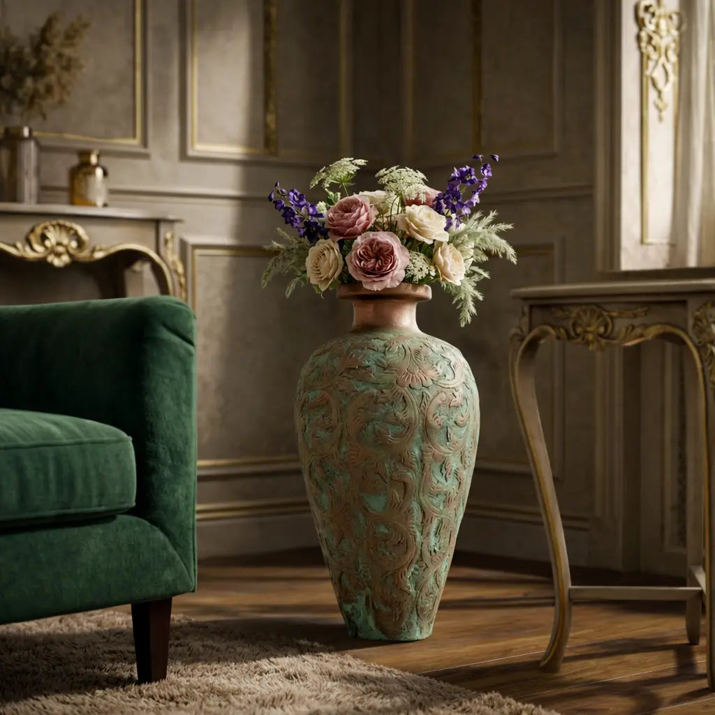 Floral Patina Grid - Vase
