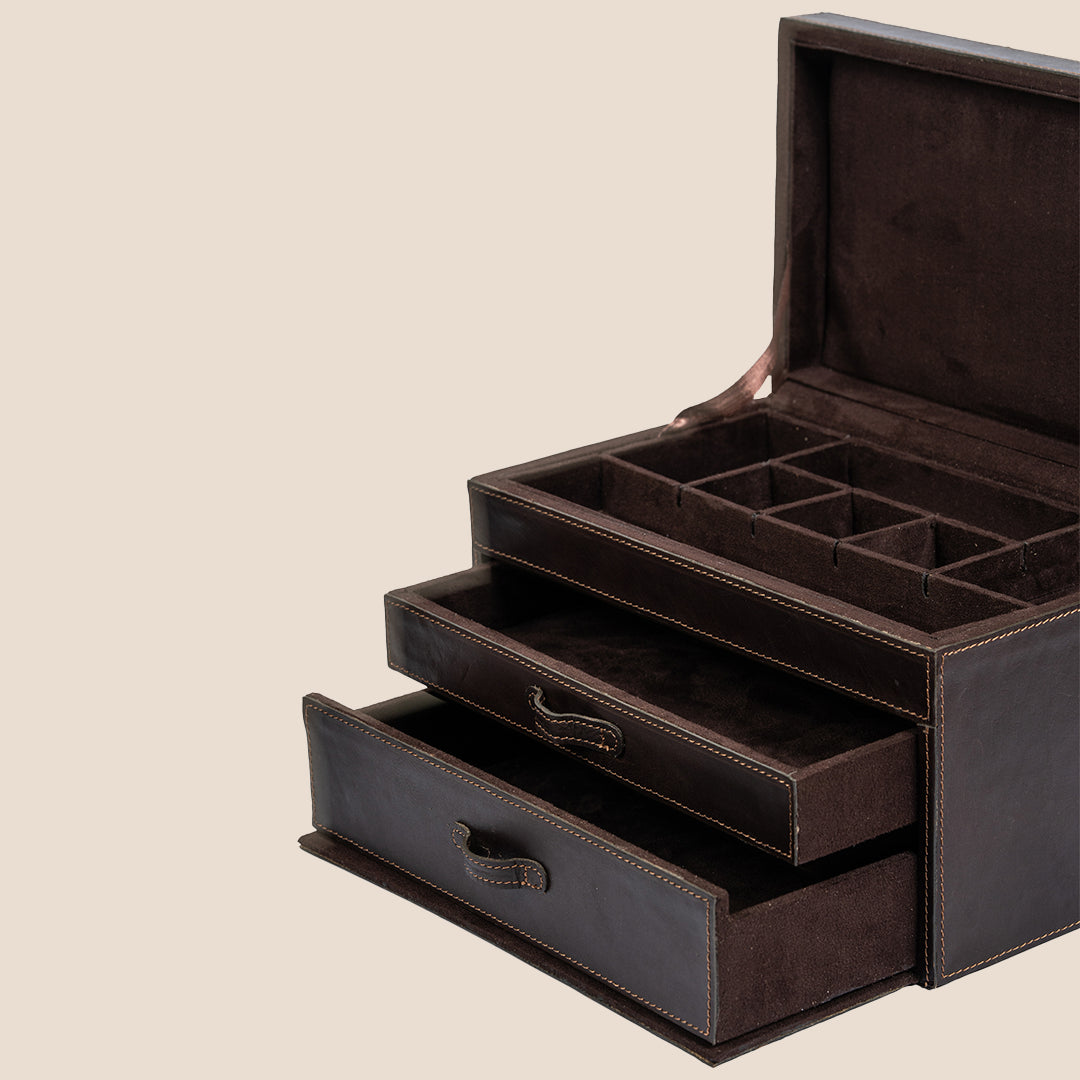 Royal Relic 3 layer Leather Organizer- Real Leather- Rakhi Gift Set