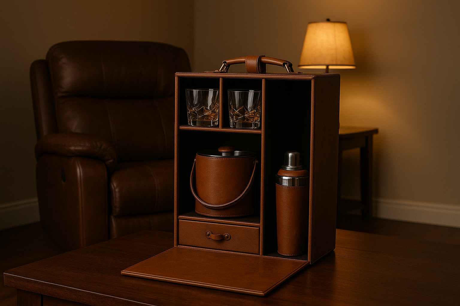 Legacy Liquor Leather Chest- Barware Set
