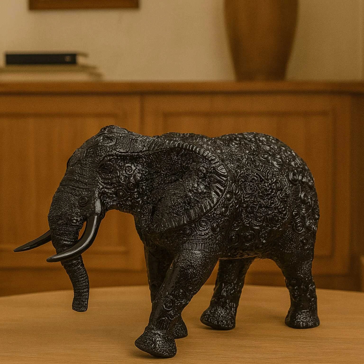 Gajraj: The Majestic Guardian of Auspiciousness (Black Chrome) - ACad Home