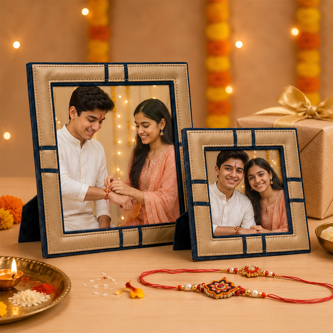 Saddle Stitch Duo - Photo Frame - Get your personalised photo printed - Rakhi Gift Set
