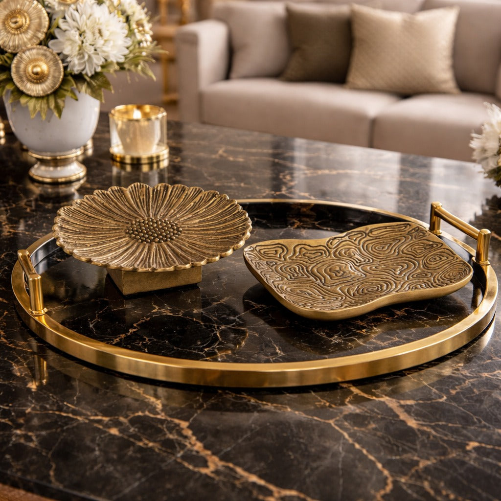 Solstice Bloom Tray & Strata Form Platter - Décor Tray Set