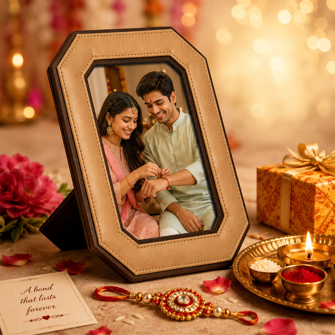 Twin Hue Octa -  Photo Frame - Get your personalised photo printed - Rakhi Gift Set